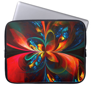 Capa Para Notebook Padrão Azul Laranja-Abstrato Floral Moderno #14