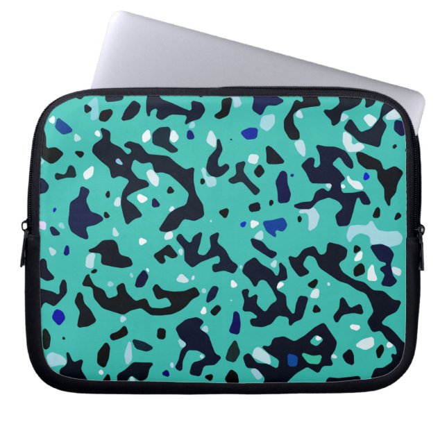 Capa Para Notebook Padrão Azul Verde Turquesa (Frente)