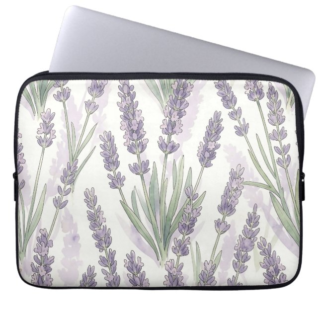 Capa Para Notebook Padrão Botânico de Aquarela com Ramalhetes de Lava (Frente)