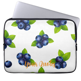 Capa Para Notebook Padrão Botânico de Mirtilo em Aquarela Azul