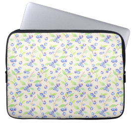 Capa Para Notebook Padrão Botânico de Mirtilo em Aquarela Fofa