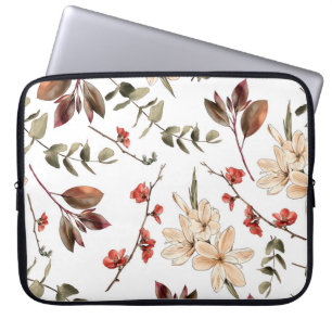 Capa Para Notebook Padrão botânico sem costura com fundo branco