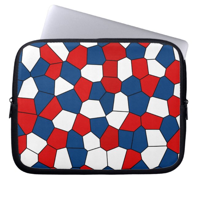 Capa Para Notebook Padrão Branco Azul Vermelho (Frente)
