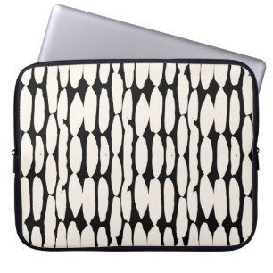 Capa Para Notebook Padrão branco de pontos pretos. Shibori circula se