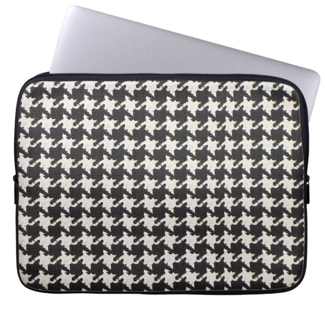 Capa Para Notebook Padrão Branco preto-houndstooth (Frente)