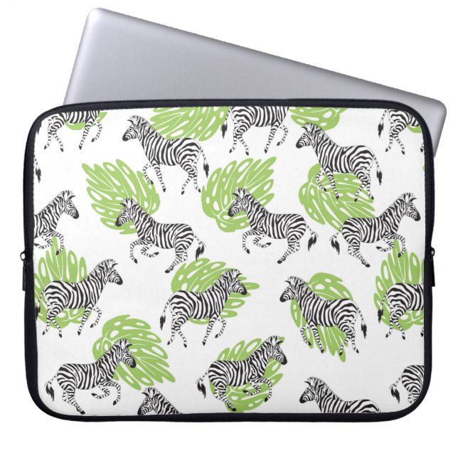 Capa Para Notebook Padrão branco sem costura com zebras. ilustração (Frente)