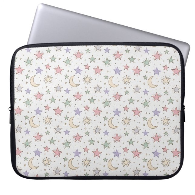 Capa Para Notebook Padrão Caprichoso de Lua e Estrela (Frente)