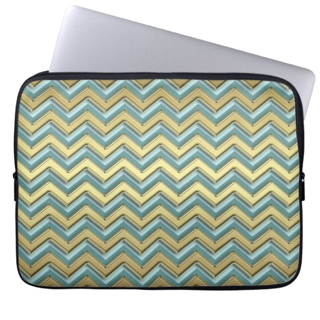 Capa Para Notebook Padrão Chevron Dourado e lacrimogênio (Frente)