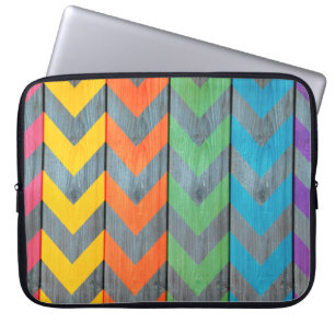 Capa Para Notebook Padrão Chevron Em Textura De Madeira por Shirley T