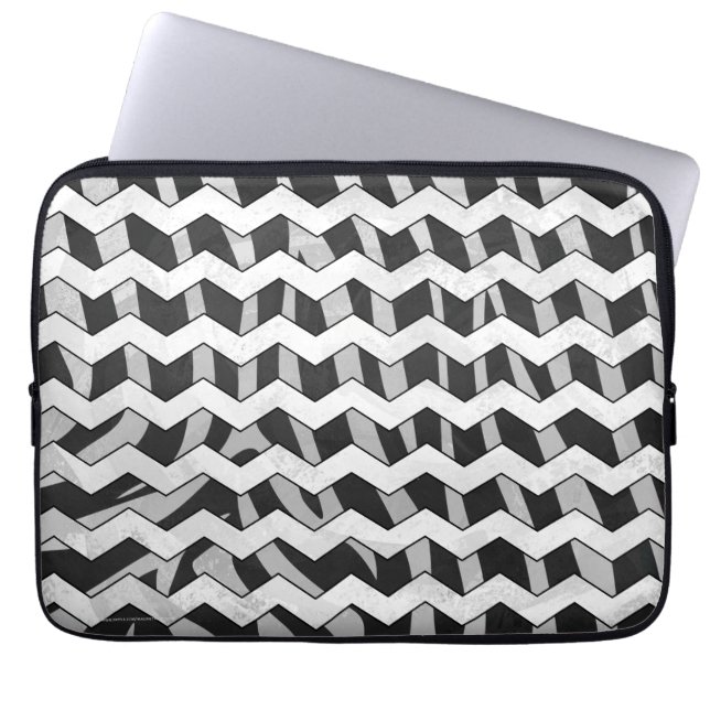 Capa Para Notebook Padrão Chevron Zebra preto e Cinza (Frente)