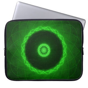 Capa Para Notebook Padrão Circular Abstrato Verde Neon