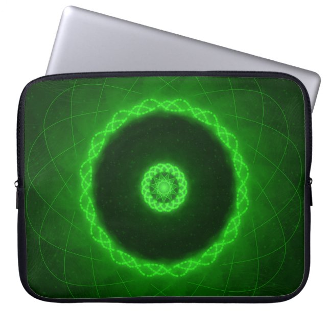 Capa Para Notebook Padrão Circular Abstrato Verde Neon (Frente)