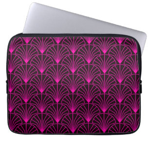 Capa Para Notebook Padrão Clássico Art Déco em Rosa e Preto
