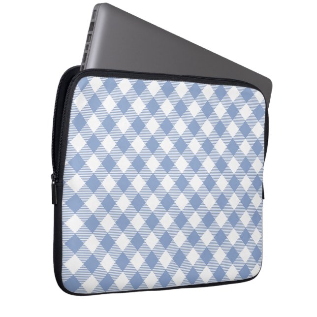 Capa Para Notebook Padrão clássico Gingham azul verificado (Frente Esquerda)