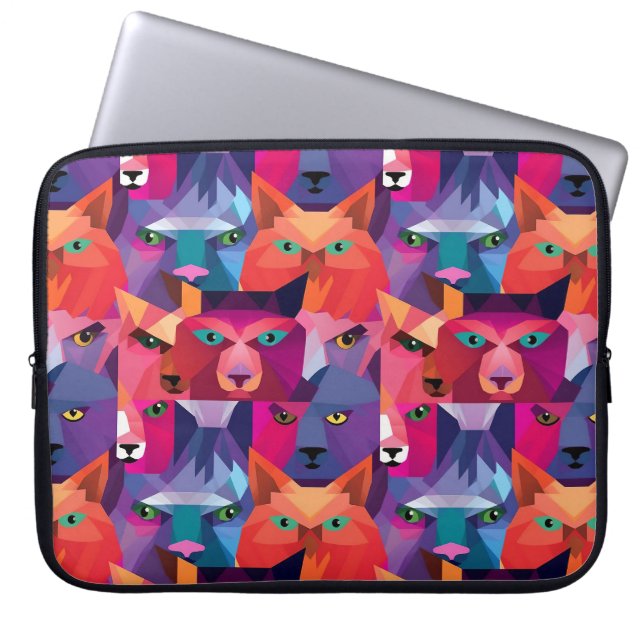Capa Para Notebook Padrão Colorido de Animais Policiais Baixo (Frente)