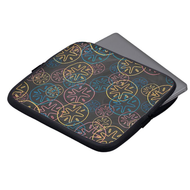 Capa Para Notebook Padrão Colorido de Dólar de Areia em Preto (Frente Topo)