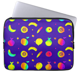 Capa Para Notebook Padrão Colorido de Fruta de Neon Tropical