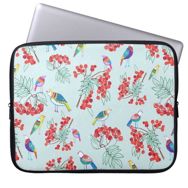 Capa Para Notebook padrão constituído por aves e bagas (Frente)