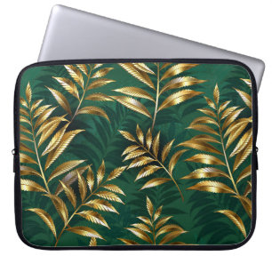 Capa Para Notebook Padrão contínuo com samambaias douradas