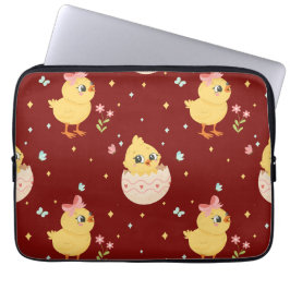 Capa Para Notebook Padrão contínuo de adorável pintinho de Páscoa com