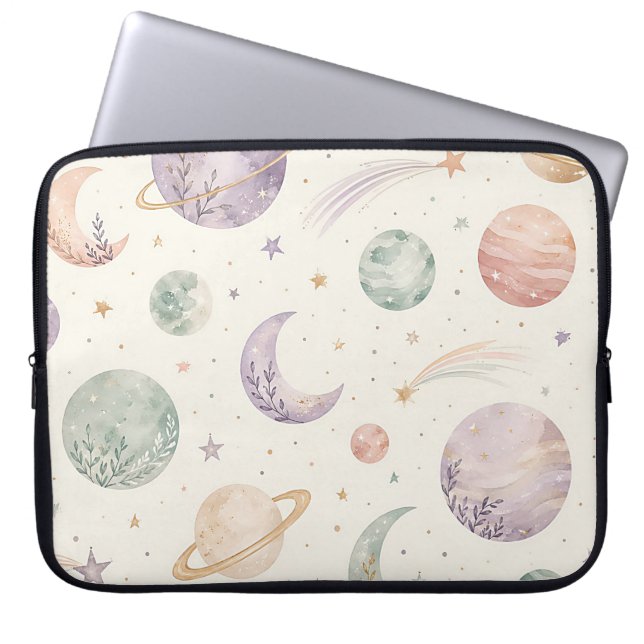 Capa Para Notebook Padrão contínuo de água-forte boho de espaço e pla (Frente)