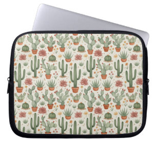 Capa Para Notebook Padrão contínuo de cactos suculentos do deserto