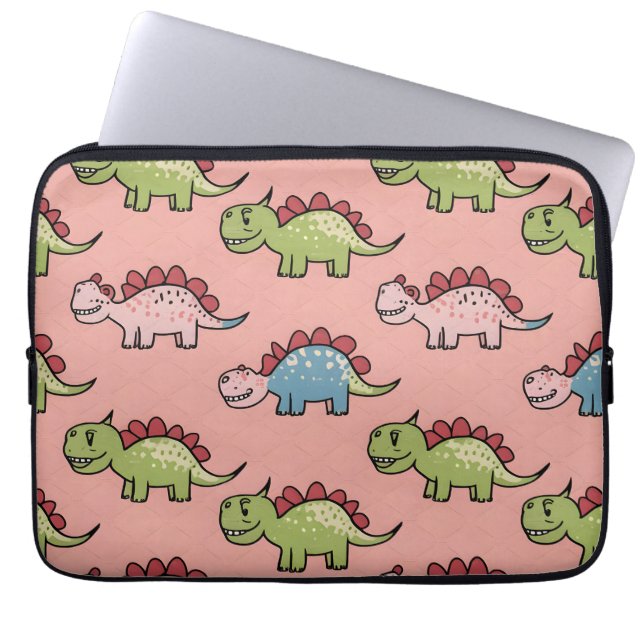 Capa Para Notebook Padrão contínuo de dinossauro fofo (Frente)