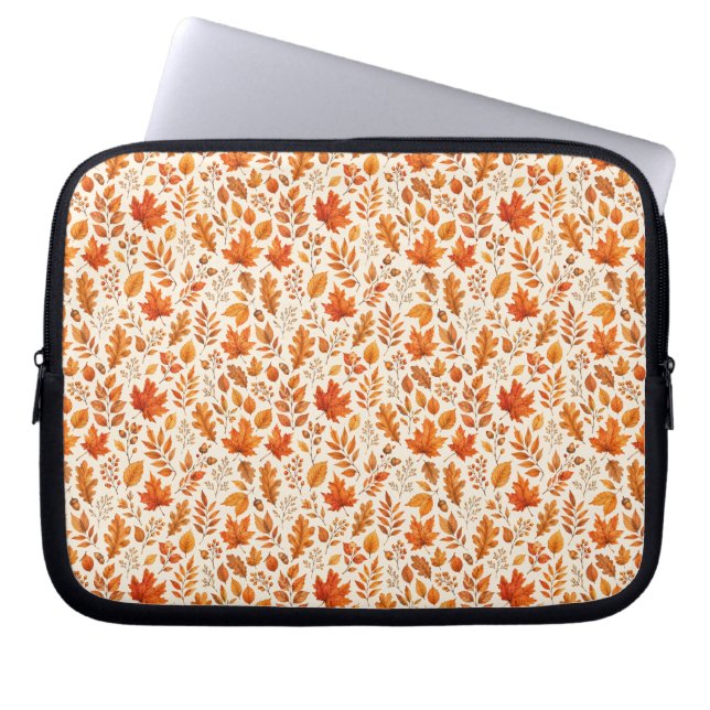 Capa Para Notebook Padrão contínuo de folhas quentes de outono (Frente)