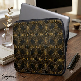 Capa Para Notebook Padrão contínuo de guillochê em ouro de luxo