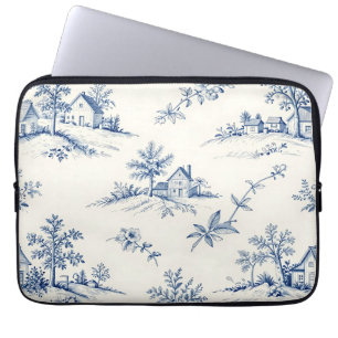 Capa Para Notebook Padrão contínuo de Toile de Jouy campestre