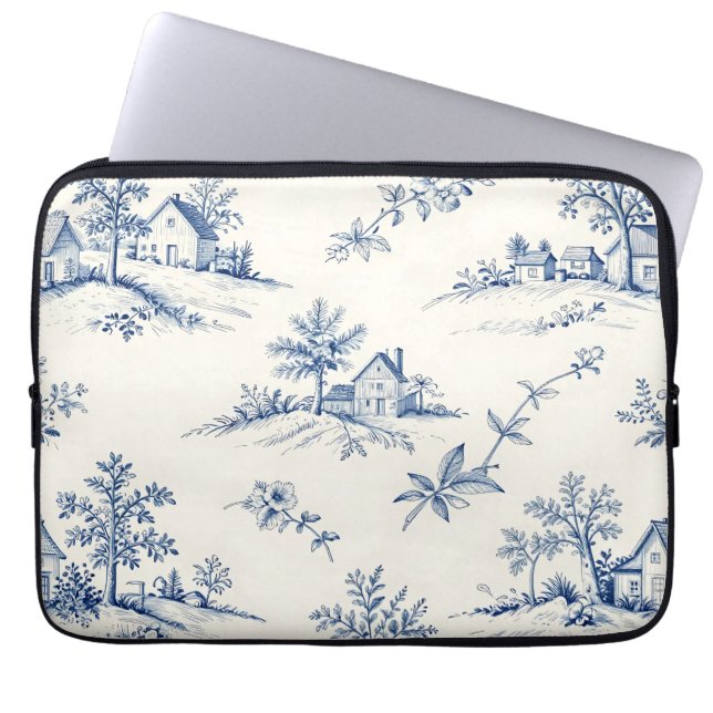 Capa Para Notebook Padrão contínuo de Toile de Jouy campestre (Frente)