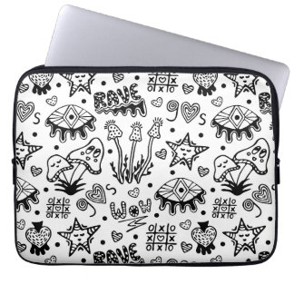 Capa Para Notebook Padrão contínuo desenhado à mão psicodélico de lin