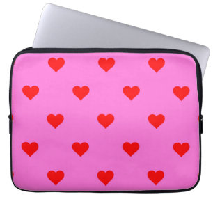 Capa Para Notebook Padrão Coração Simples, Vermelho Roxo