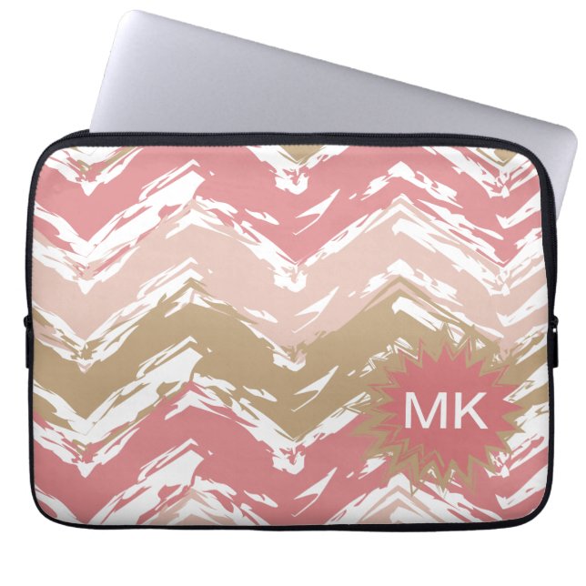 Capa Para Notebook Padrão Coral Spice Scribble ZigZag Chevron (Frente)