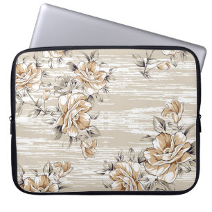 Capa Para Notebook padrão das flores marrons no plano de fundo de tex