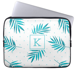 Capa Para Notebook Padrão das folhas tropicais azul-turquesa