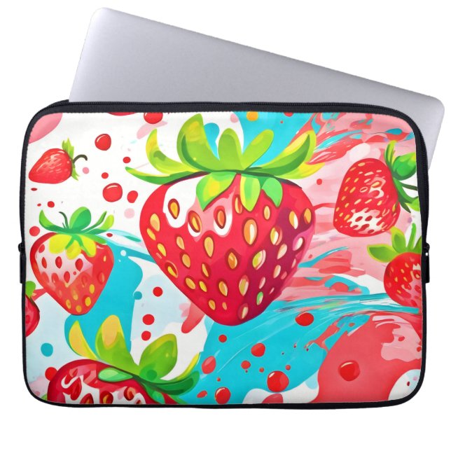 Capa Para Notebook Padrão de abertura de morango (Frente)
