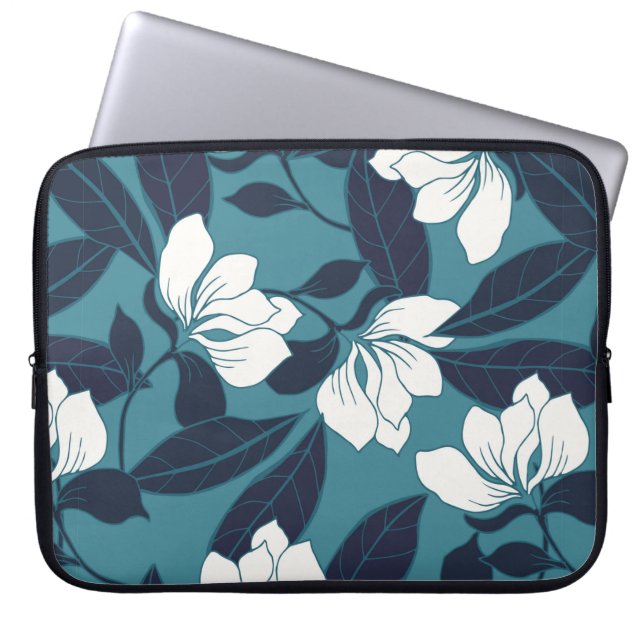 Capa Para Notebook padrão de abstrato elegância com fundo floral.  (Frente)