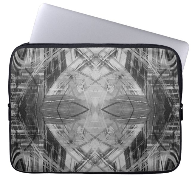 Capa Para Notebook Padrão de abstrato preto e branco (Frente)