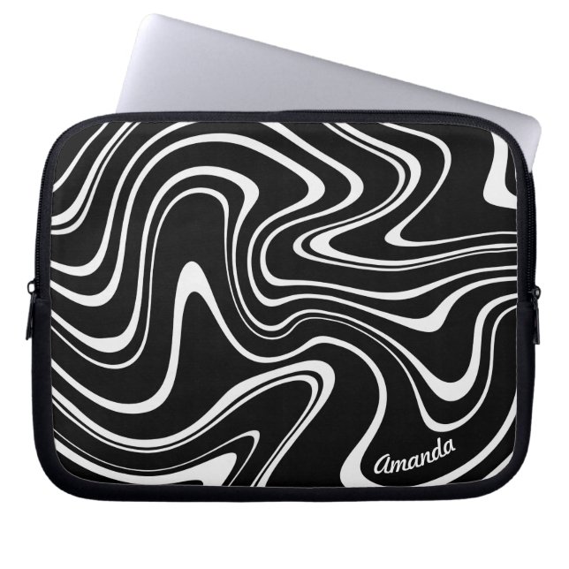 Capa Para Notebook Padrão de Abstrato preto e branco - Personalizável (Frente)