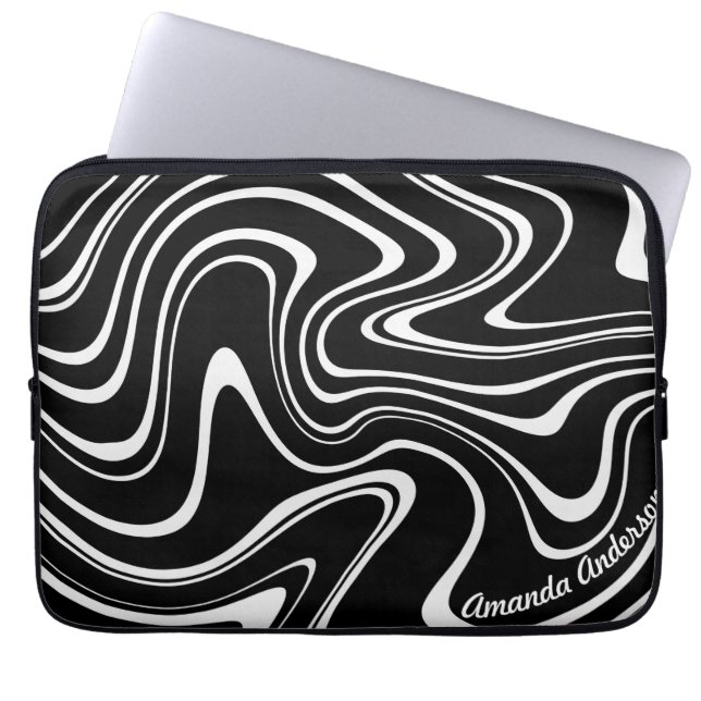 Capa Para Notebook Padrão de Abstrato preto e branco - Personalizável (Frente)