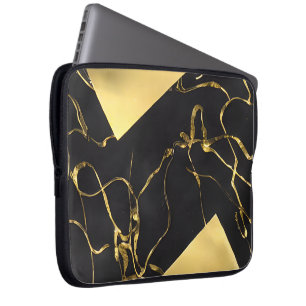 Capa Para Notebook Padrão de Abstrato preto e Dourado