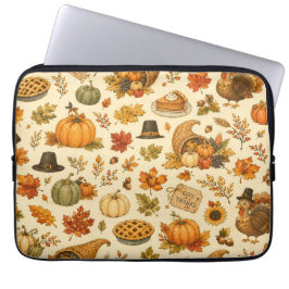 Capa Para Notebook Padrão de Ação de Graças em Aquarela