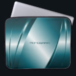 Capa Para Notebook Padrão De Aço Inoxidável Metálico De Tint Azul<br><div class="desc">Tinta azul,  aspecto metálico brilhante,  padrão de aço inoxidável. Monograma personalizado e opcional. Disponível em outros produtos e que pode ser solicitado para qualquer um dos produtos oferecidos no Zazzle.</div>