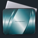 Capa Para Notebook Padrão De Aço Inoxidável Metálico De Tint Azul<br><div class="desc">Tinta azul,  aspecto metálico brilhante,  padrão de aço inoxidável. Monograma personalizado e opcional. Disponível em outros produtos e que pode ser solicitado para qualquer um dos produtos oferecidos no Zazzle.</div>