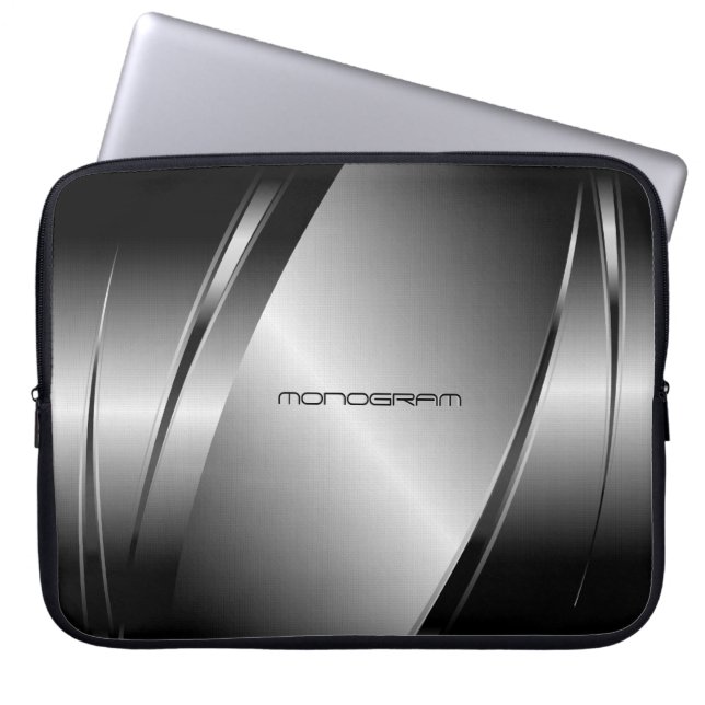 Capa Para Notebook Padrão De Aço Sem Olhos Metálico De Cinza De Prata (Frente)