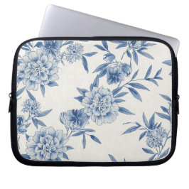 Capa Para Notebook Padrão de aguarela de toile floral azul clássico b