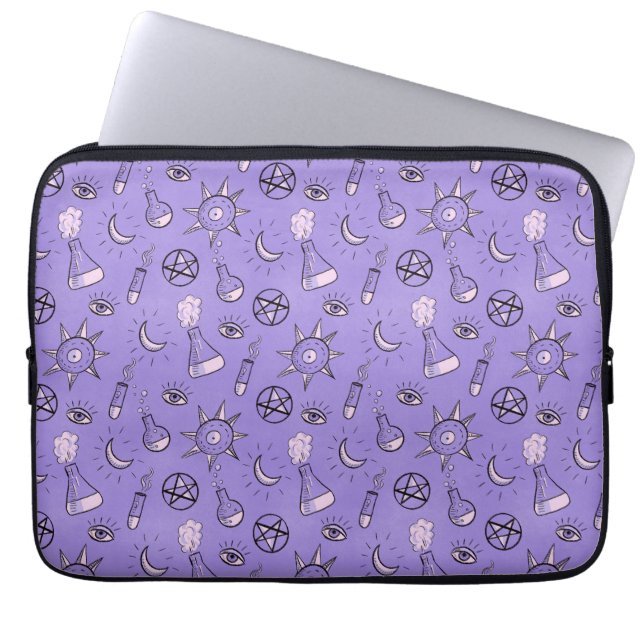 Capa Para Notebook Padrão de Alquimia Roxo de Poções de Bruxas (Frente)