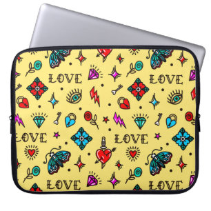 Capa Para Notebook Padrão de Amor da Tatuagem na Escola Antiga
