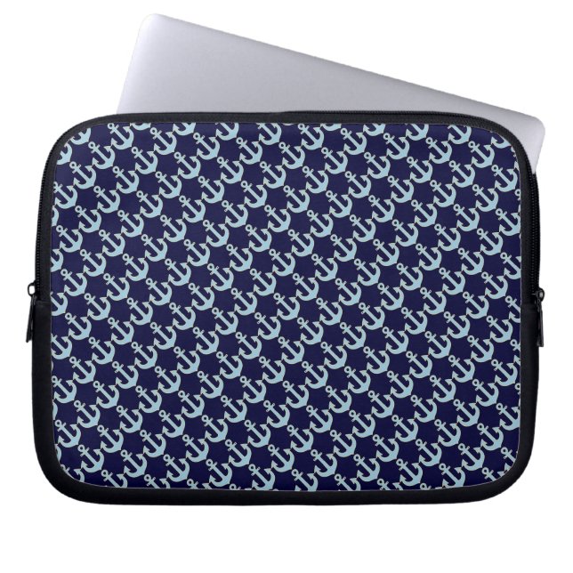 Capa Para Notebook padrão de âncora náutica do navio azul (Frente)